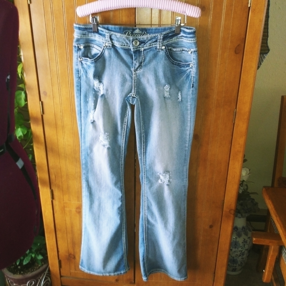 029 Premiere Distressed Low Rise Jeans
